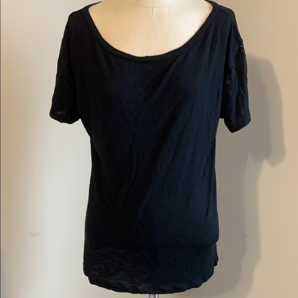 Lace trim sleeve t-shirt